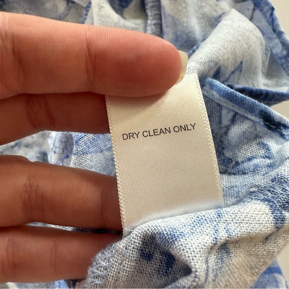 Altar’d State Women Small Blue Linen Blend Floral Tiered Puff Sleeve Mini Dress - Picture 5 of 8